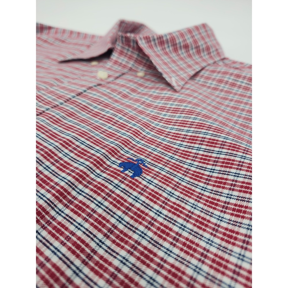 Brooks Brothers 1818 Regular Fit Non-Iron Stretch Plaid Shirt Mens XXL Red Blue